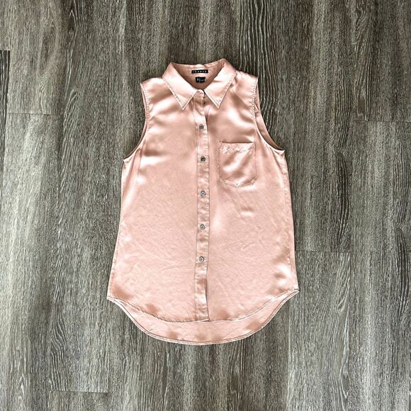 EUC Theory Yarine TS 100% Silk Sleeveless Blouse Deep Cameo Pink Small Workwear - Picture 7 of 16